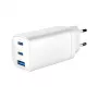 Caricabatterie rapido USB GEMBIRD – Type-A e C, 3 porte, 65 W, QC 3.0 e PowerDelivery, GaN – bianco