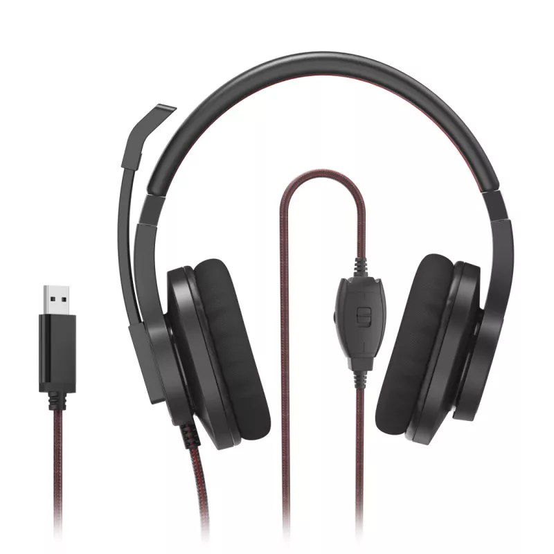 Hama HS-USB400 V2 cuffie con filo con archetto ufficio/call center USB Type-A nero, rosso