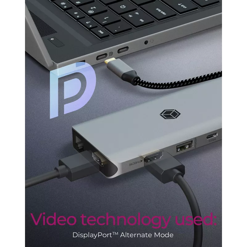 ICY BOX IB-DK4061-CPD Con cavo USB 3.2 Gen 1 (3.1 Gen 1) Type-C grigio