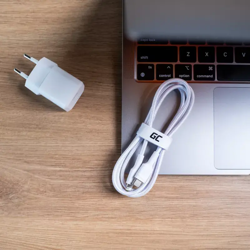 Green Cell PowerStream KABGC07W cavo da USB-C a Lightning, MFi, Power Delivery, 1 m, 29 W, bianco