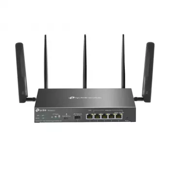 TP-Link Omada Router VPN Gigabit 4G+ Cat6 AX3000, Wi-Fi 6 (802.11ax), Dual-Band (2,4 GHz / 5 GHz), Ethernet LAN, 4G, nero, router desktop/palo