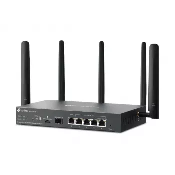 TP-Link Omada Router VPN Gigabit 4G+ Cat6 AX3000, Wi-Fi 6 (802.11ax), Dual-Band (2,4 GHz / 5 GHz), Ethernet LAN, 4G, nero, router desktop/palo