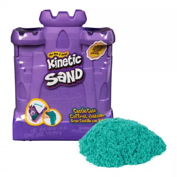 Kinetic Sand , scatola castello con 454 g di sabbia da gioco turchese, contenitore per la conservazione, giocattolo sensoriale per bambini dai 3 anni