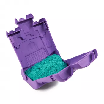 Kinetic Sand , scatola castello con 454 g di sabbia da gioco turchese, contenitore per la conservazione, giocattolo sensoriale per bambini dai 3 anni
