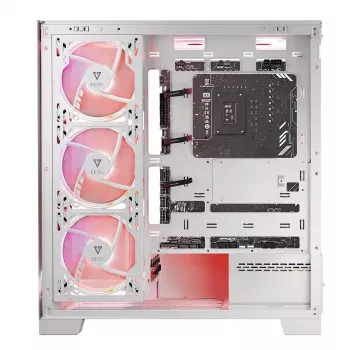 Case per PC MODECOM Volcano SPACE APEX ARGB MIDI Tower bianco – acciaio, pannello laterale, ventole ARGB, USB-C