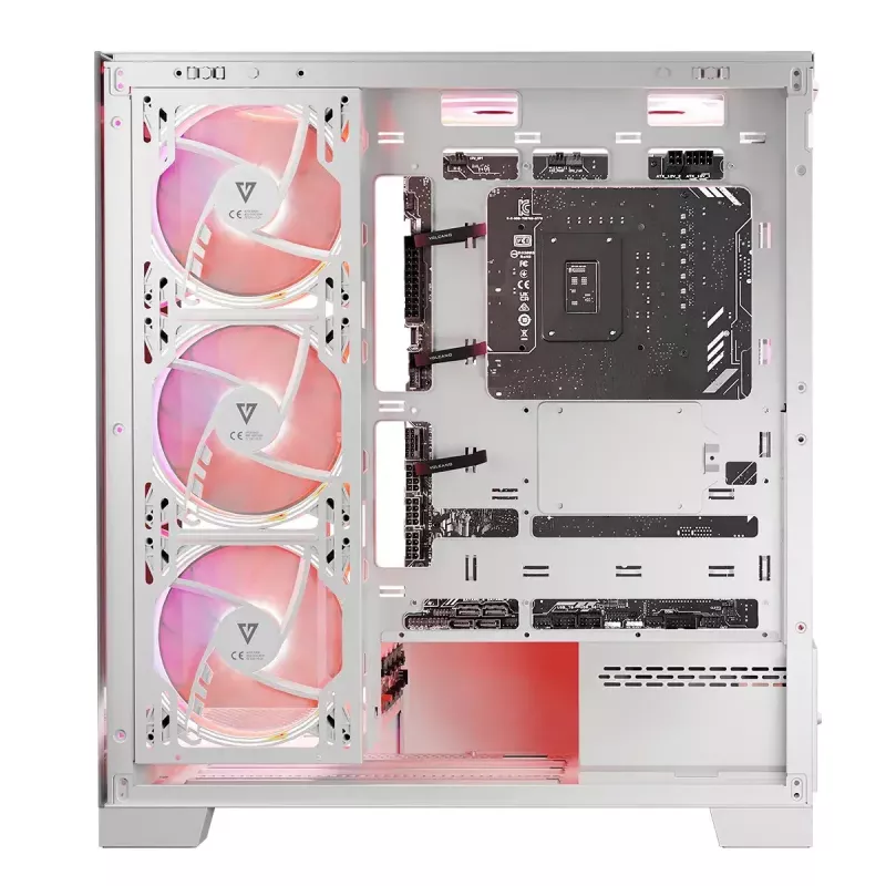 Case per PC MODECOM Volcano SPACE APEX ARGB MIDI Tower bianco – acciaio, pannello laterale, ventole ARGB, USB-C