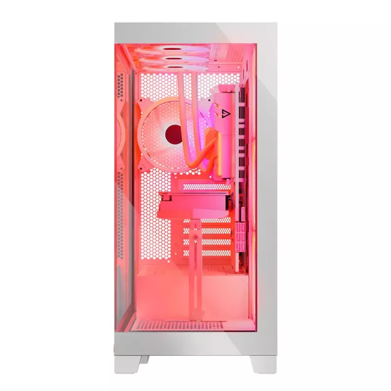 Case per PC MODECOM Volcano SPACE APEX ARGB MIDI Tower bianco – acciaio, pannello laterale, ventole ARGB, USB-C