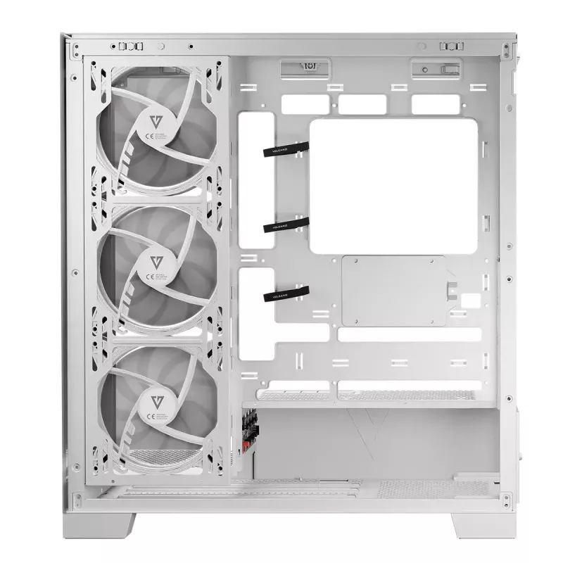 Case per PC MODECOM Volcano SPACE APEX ARGB MIDI Tower bianco – acciaio, pannello laterale, ventole ARGB, USB-C