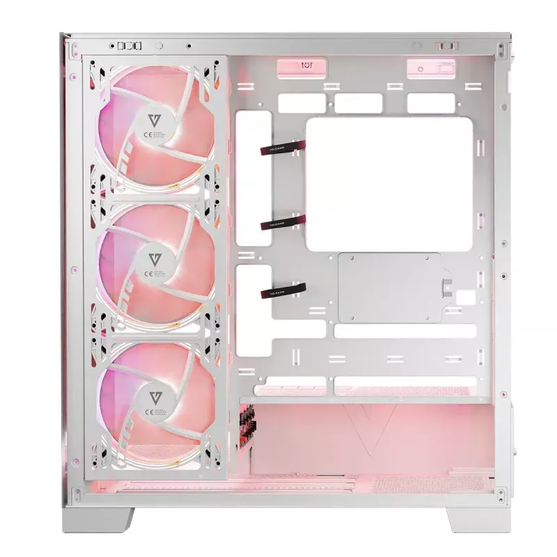 Case per PC MODECOM Volcano SPACE APEX ARGB MIDI Tower bianco – acciaio, pannello laterale, ventole ARGB, USB-C
