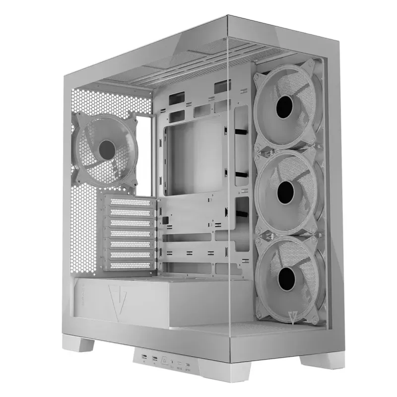 Case per PC MODECOM Volcano SPACE APEX ARGB MIDI Tower bianco – acciaio, pannello laterale, ventole ARGB, USB-C