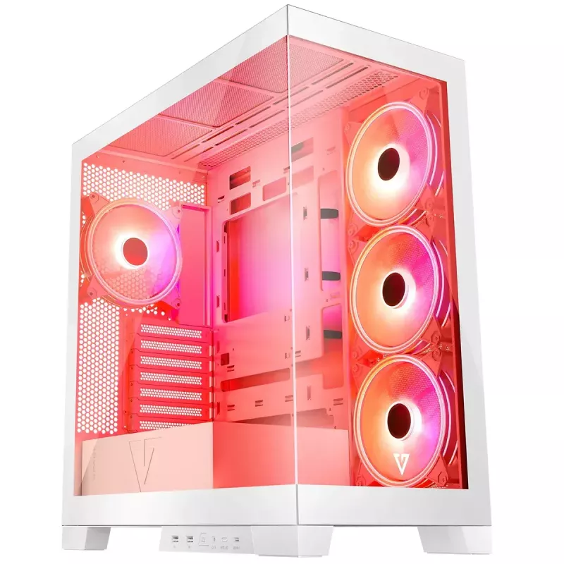 Case per PC MODECOM Volcano SPACE APEX ARGB MIDI Tower bianco – acciaio, pannello laterale, ventole ARGB, USB-C