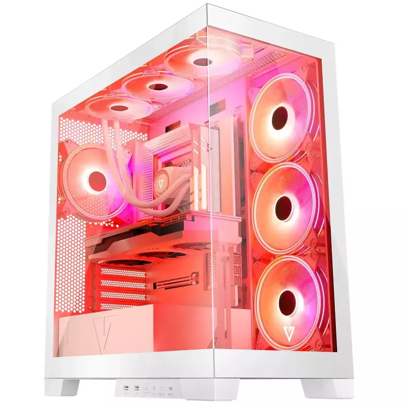 Case per PC MODECOM Volcano SPACE APEX ARGB MIDI Tower bianco – acciaio, pannello laterale, ventole ARGB, USB-C