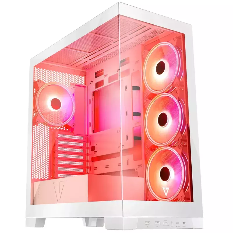 Case per PC MODECOM Volcano SPACE APEX ARGB MIDI Tower bianco – acciaio, pannello laterale, ventole ARGB, USB-C