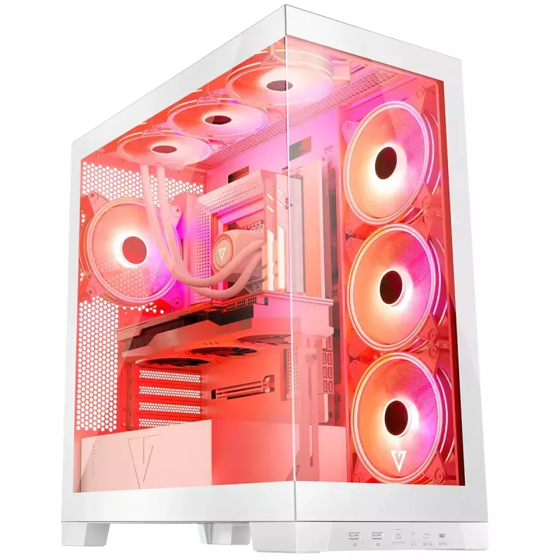 Case per PC MODECOM Volcano SPACE APEX ARGB MIDI Tower bianco – acciaio, pannello laterale, ventole ARGB, USB-C