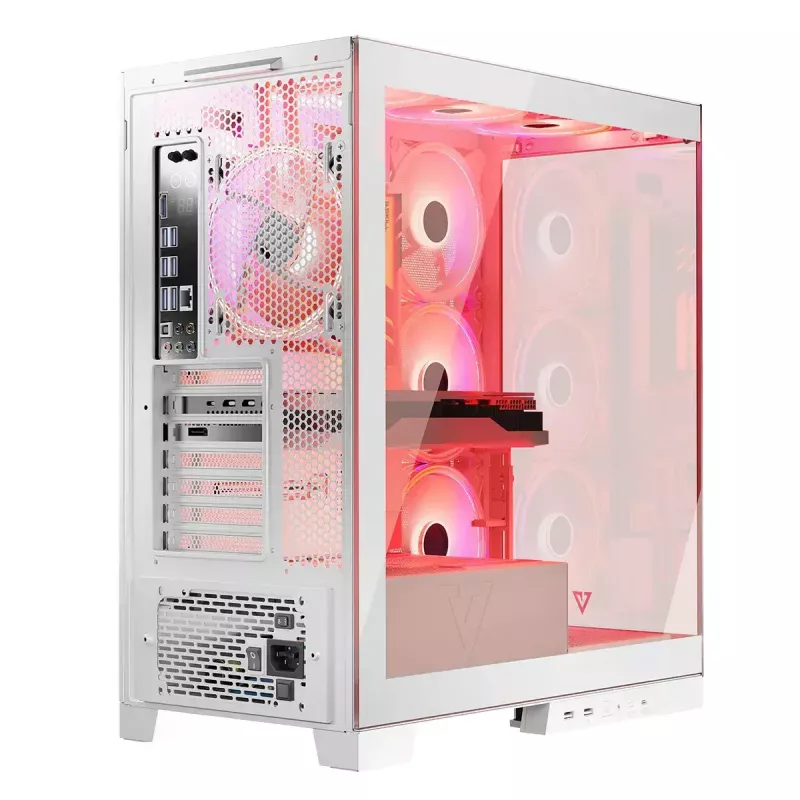 Case per PC MODECOM Volcano SPACE APEX ARGB MIDI Tower bianco – acciaio, pannello laterale, ventole ARGB, USB-C