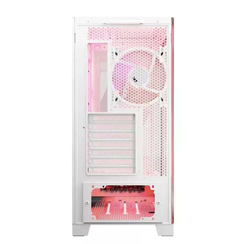 Case per PC MODECOM Volcano SPACE APEX ARGB MIDI Tower bianco – acciaio, pannello laterale, ventole ARGB, USB-C