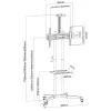 Techly ICA-TR216T carrello TV mobile per schermi da 37–70 pollici (fino a 177,8 cm), max 50 kg, 2 ripiani, nero