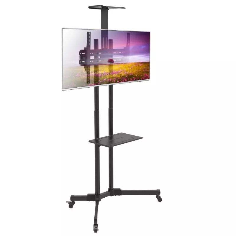 Techly ICA-TR216T carrello TV mobile per schermi da 37–70 pollici (fino a 177,8 cm), max 50 kg, 2 ripiani, nero