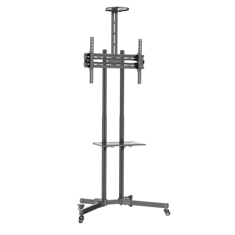 Techly ICA-TR216T carrello TV mobile per schermi da 37–70 pollici (fino a 177,8 cm), max 50 kg, 2 ripiani, nero