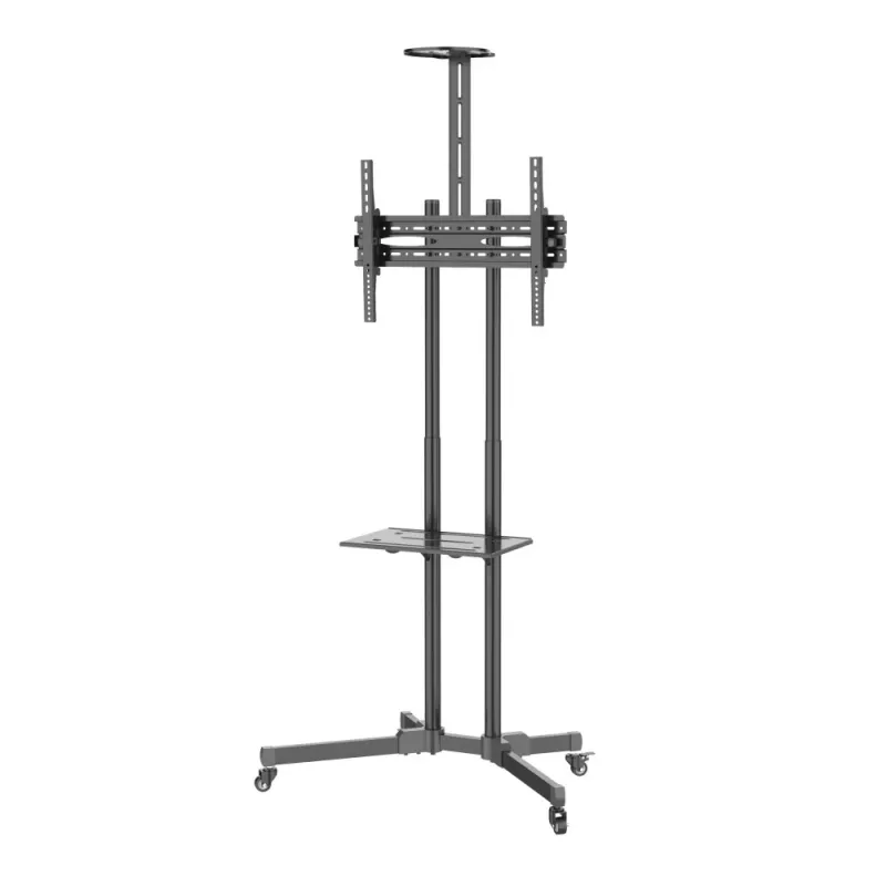 Techly ICA-TR216T carrello TV mobile per schermi da 37–70 pollici (fino a 177,8 cm), max 50 kg, 2 ripiani, nero