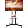 Techly ICA-TR216T carrello TV mobile per schermi da 37–70 pollici (fino a 177,8 cm), max 50 kg, 2 ripiani, nero