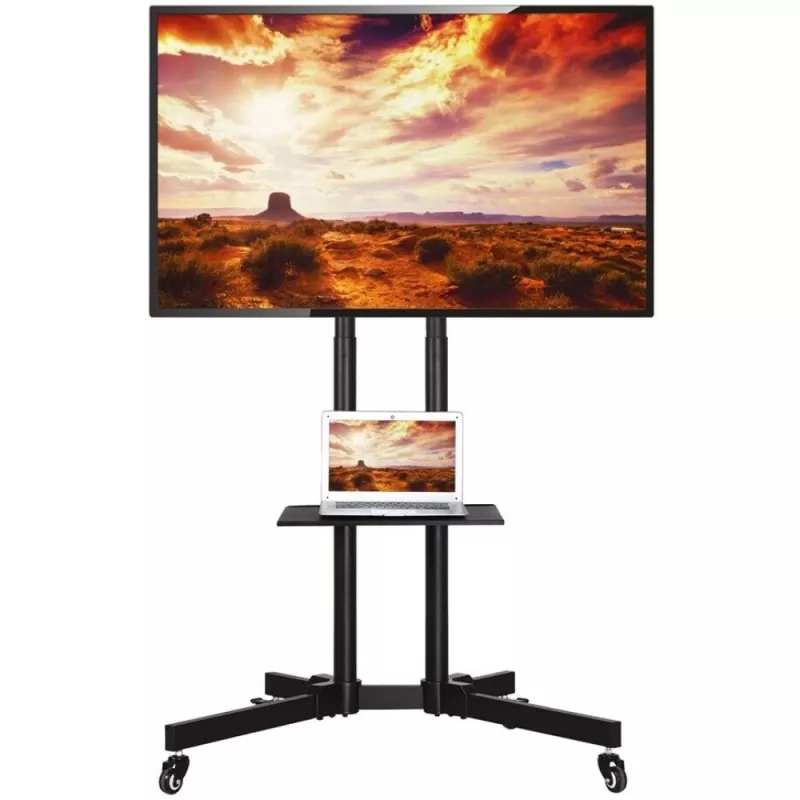 Techly ICA-TR216T carrello TV mobile per schermi da 37–70 pollici (fino a 177,8 cm), max 50 kg, 2 ripiani, nero