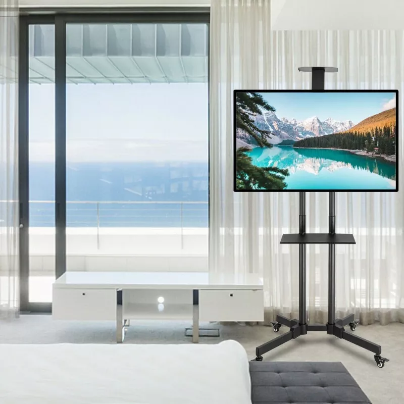 Techly ICA-TR216T carrello TV mobile per schermi da 37–70 pollici (fino a 177,8 cm), max 50 kg, 2 ripiani, nero