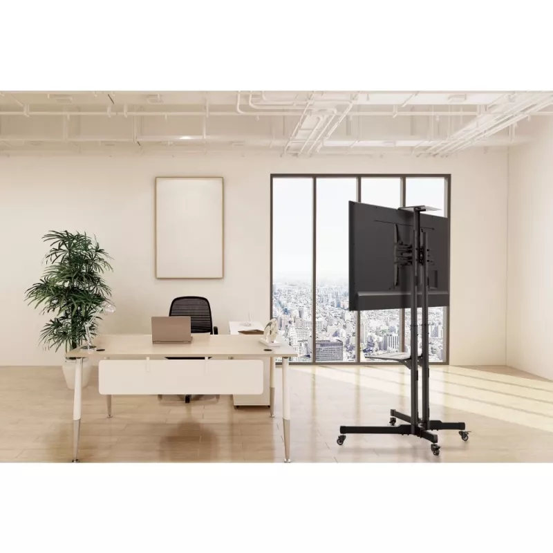 Techly ICA-TR216T carrello TV mobile per schermi da 37–70 pollici (fino a 177,8 cm), max 50 kg, 2 ripiani, nero