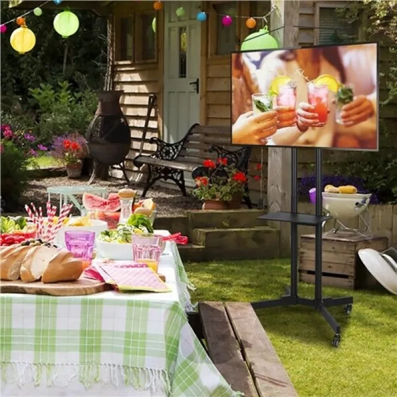 Techly ICA-TR216T carrello TV mobile per schermi da 37–70 pollici (fino a 177,8 cm), max 50 kg, 2 ripiani, nero