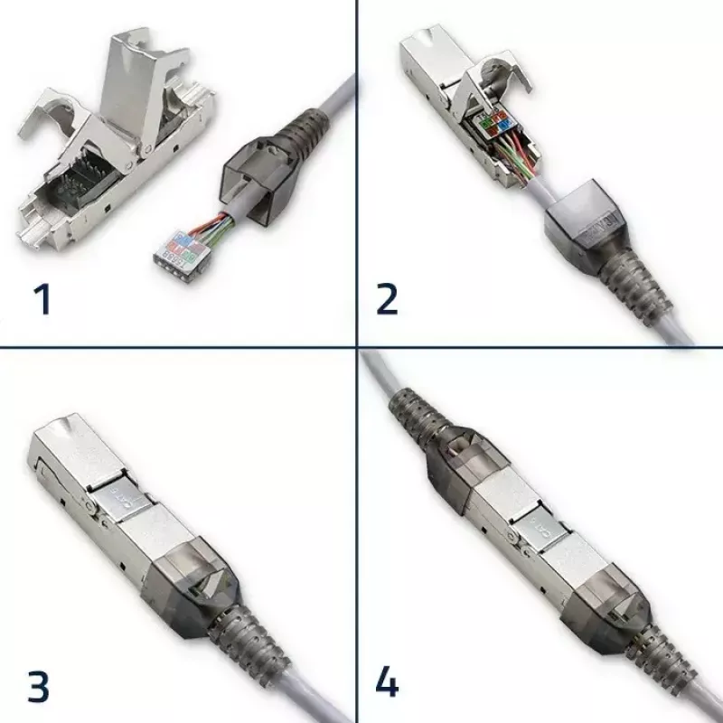 Connettore RJ45 senza attrezzi QOLTEC 54540 CAT6 STP per cavi Ethernet schermati