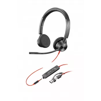 HP Poly Blackwire 3325 cuffie stereo USB-C + jack 3,5 mm + adattatore USB-C/A