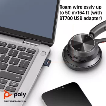 HP Poly Voyager 4320 cuffie USB-C + dongle BT700, wireless, ufficio/call center, cuffie, nero