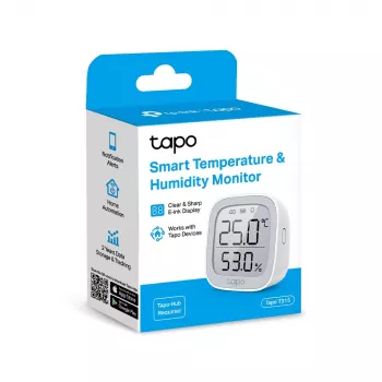 TP-Link Tapo monitor intelligente di temperatura e umidità, per interni, sensore di temperatura e umidità, da appoggio, wireless, da -20 a 60 °C, 0 - 99%