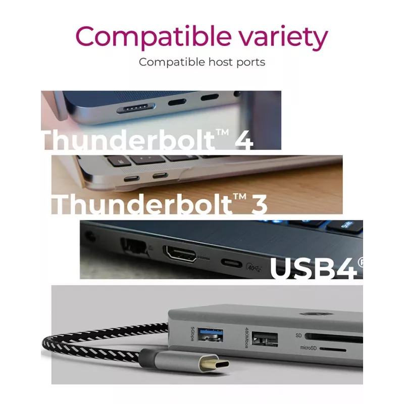 ICY BOX IB-DK4012-CPD con filo USB 3.2 Gen 1 (3.1 Gen 1) Type-C antracite, nero