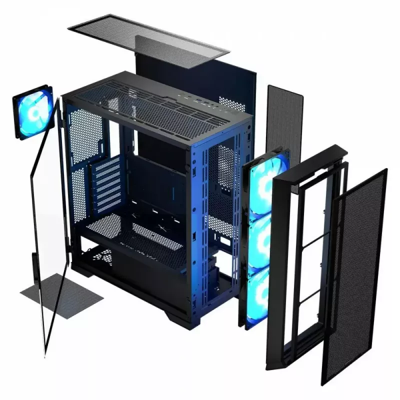 Case PC MODECOM Horizon ARGB FLOW MIDI nero — supporto E-ATX, vetro temperato, ARGB, USB-C, GPU max 400 mm