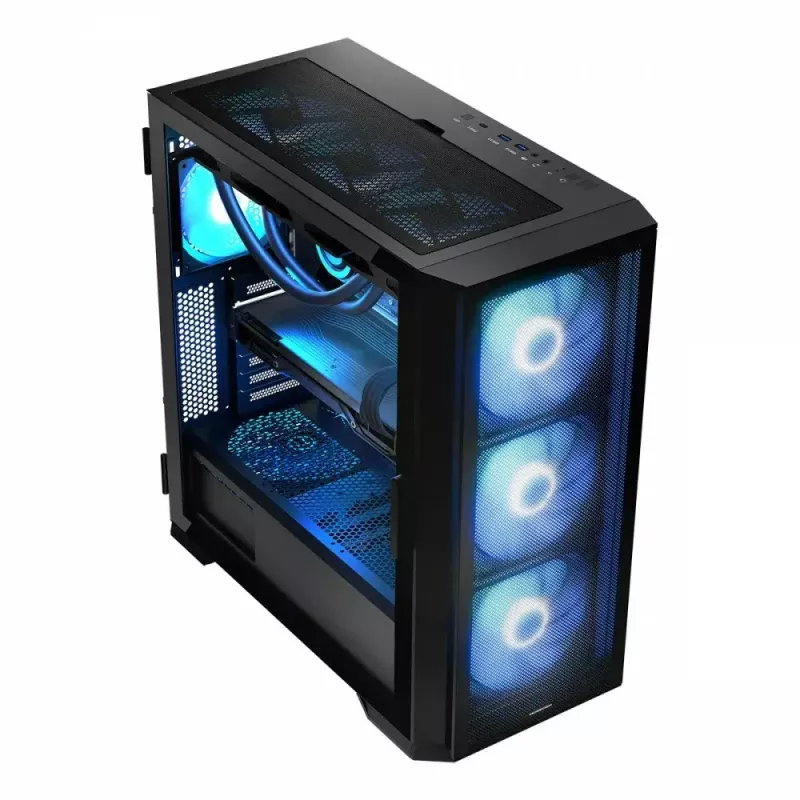 Case PC MODECOM Horizon ARGB FLOW MIDI nero — supporto E-ATX, vetro temperato, ARGB, USB-C, GPU max 400 mm