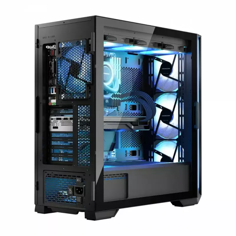 Case PC MODECOM Horizon ARGB FLOW MIDI nero — supporto E-ATX, vetro temperato, ARGB, USB-C, GPU max 400 mm