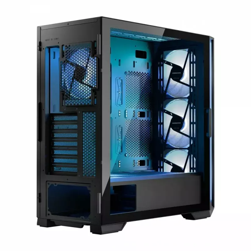 Case PC MODECOM Horizon ARGB FLOW MIDI nero — supporto E-ATX, vetro temperato, ARGB, USB-C, GPU max 400 mm