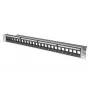 Patch panel modulare DIGITUS, schermato 24 porte, non popolato, 1U, montaggio rack, colore nero campi di etichettatura trasparenti