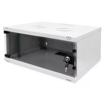 Armadio a muro 4U DIGITUS - SOHO non montato 241x540x400 mm porta anteriore in vetro temperato grigio