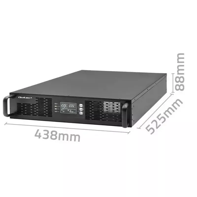UPS rack QOLTEC 52286 2 kVA (2000 W) fattore di potenza 1,0, montaggio a rack