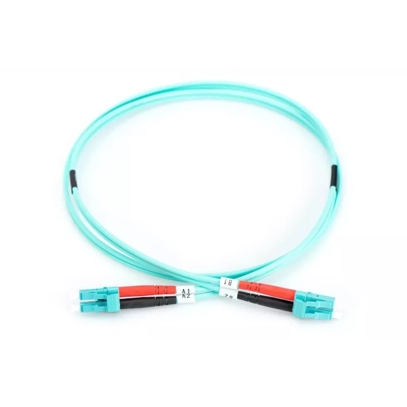 DIGITUS cavo patch in fibra ottica, LC a LC multimodale 50/125 µm, duplex, lunghezza 1 m, classe OM3