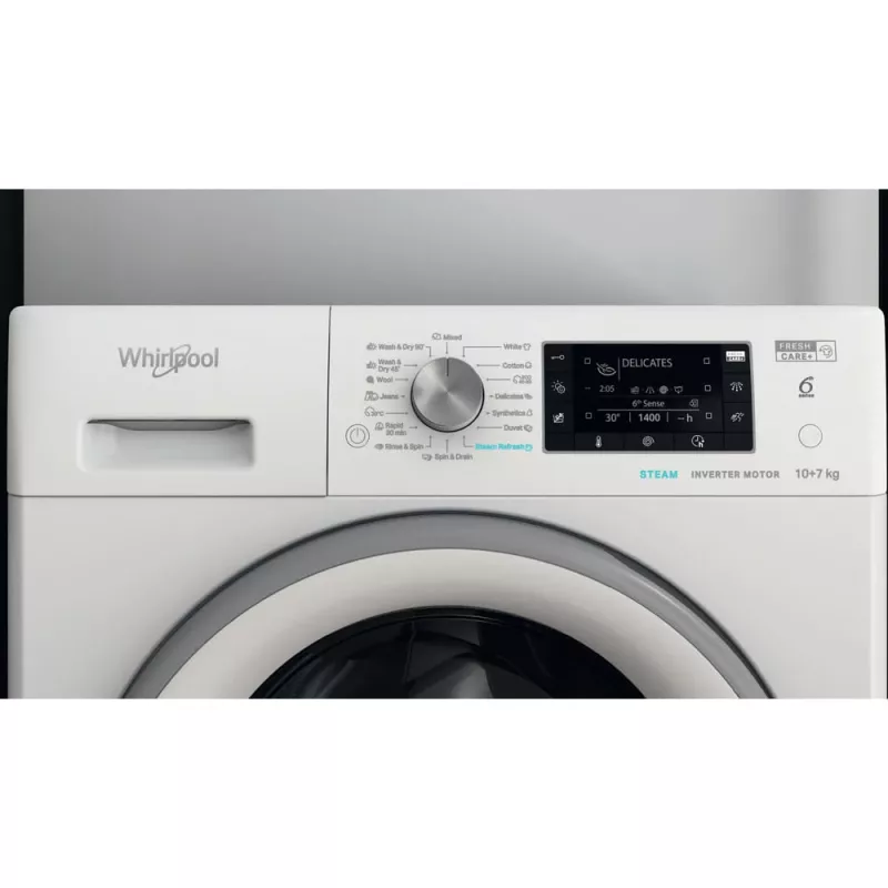 Whirlpool FFWDD 1076258 SV EE Lavasciuga a libera installazione a carica frontale bianco