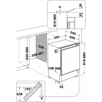 Whirlpool WBUL021 Frigorifero da incasso 144 L bianco