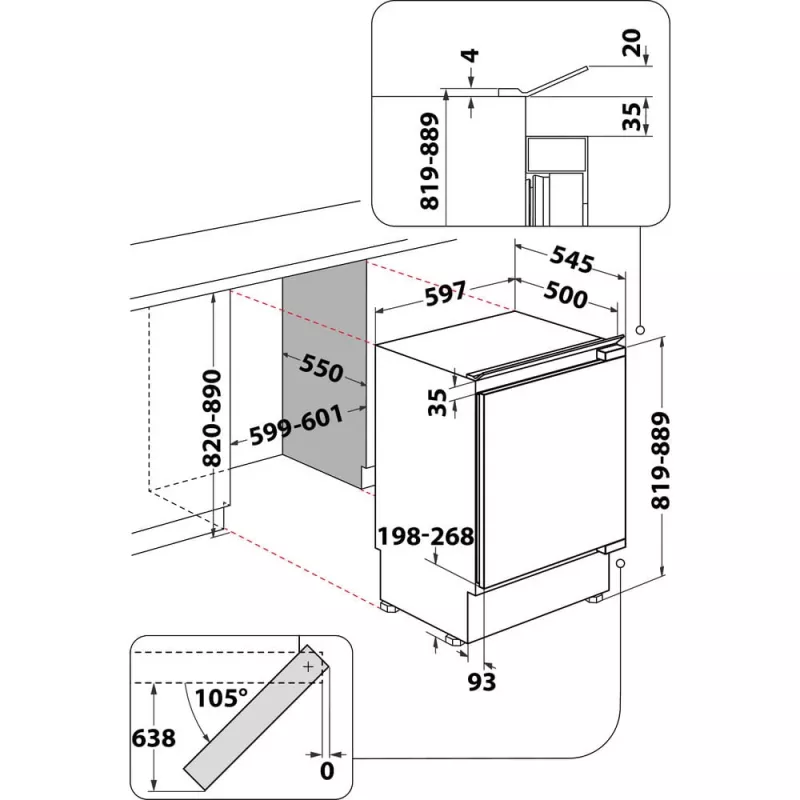 Whirlpool WBUL021 Frigorifero da incasso 144 L bianco