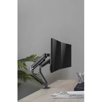 GEMBIRD Supporto doppio per monitor regolabile da scrivania, grigio spazio