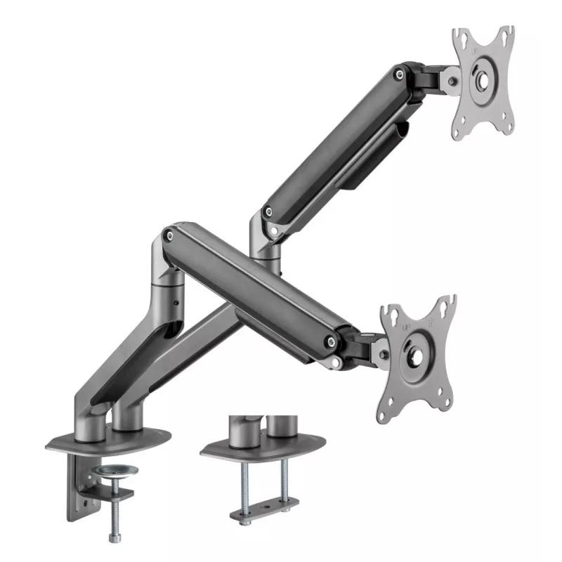 GEMBIRD Supporto doppio per monitor regolabile da scrivania, grigio spazio