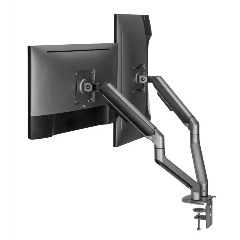 GEMBIRD Supporto doppio per monitor regolabile da scrivania, grigio spazio