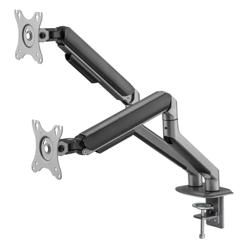 GEMBIRD Supporto doppio per monitor regolabile da scrivania, grigio spazio