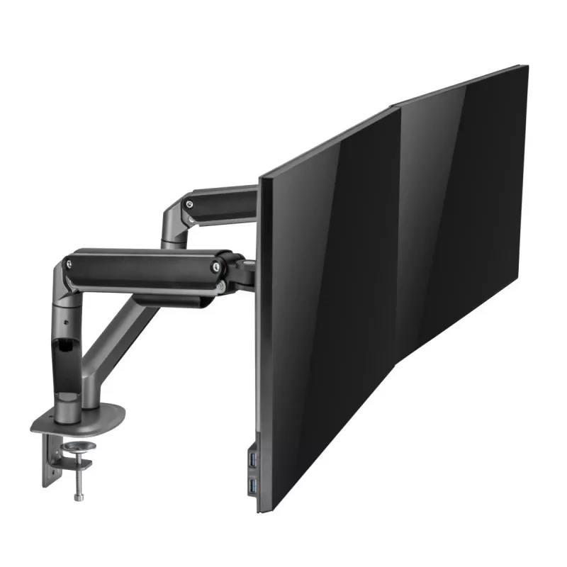 GEMBIRD Supporto doppio per monitor regolabile da scrivania, grigio spazio